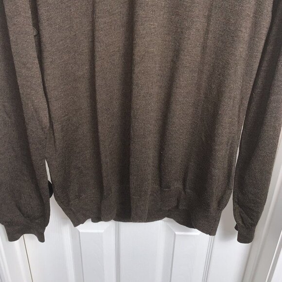 J.Crew Mens Italian 100% Merino Wool Brown V Neck Pullover Sweater Size XL - Picture 4 of 8